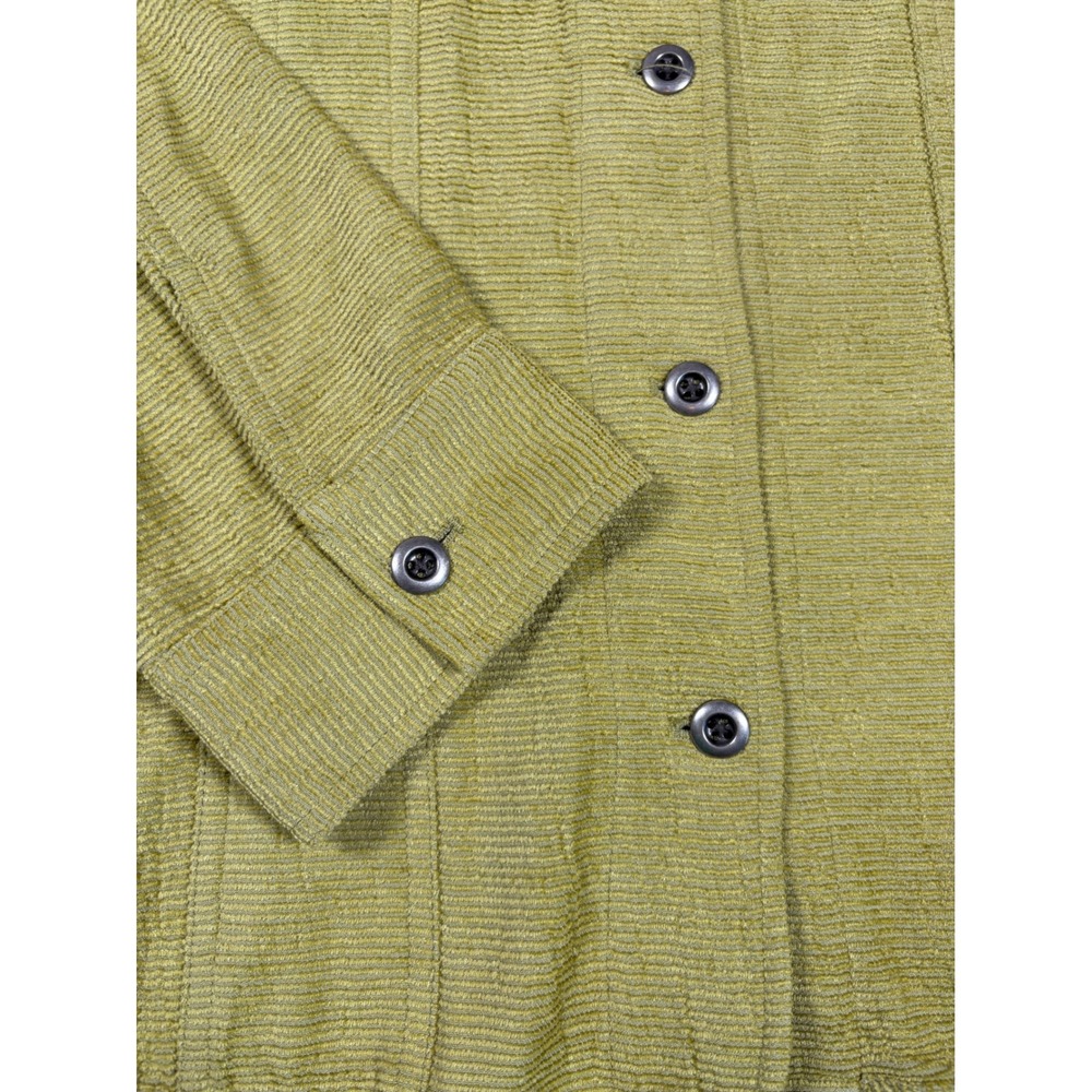 Chicos Womens Silk Blend Ribbed Button Down Shirt Jacket Size 1 Chartreuse Green - Picture 7 of 11